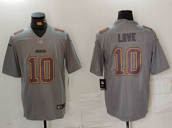 Men%27s Green Bay Packers #10 Jordan Love Grey Atmosphere Fashion Limited Stitched Jersey->houston texans->NFL Jersey